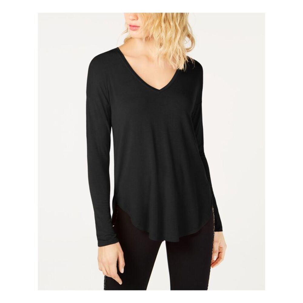 INC Womens Pleated Long Sleeve V Neck T-Shirt